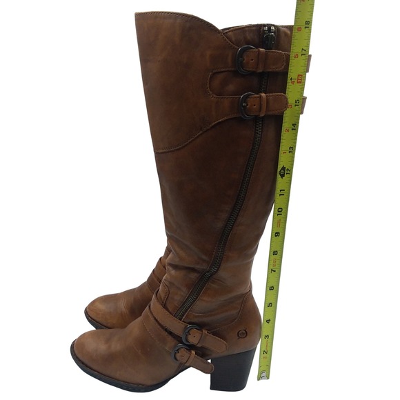 Born Milari Knee High Riding Boots Leather Buckle Accent Heel Brown Women's‎ 9.5 - Picture 10 of 12